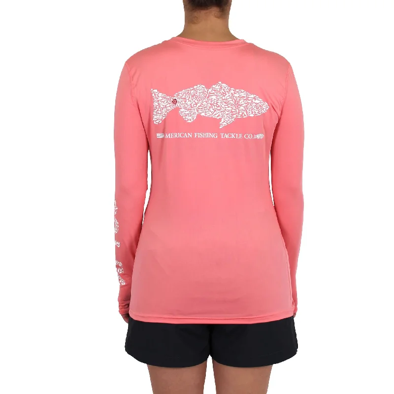 Aftco Women's Red Alert Long Sleeve Sun Protection Shirt Comfortable Knit Short Shirt Aftco Women's Red Alert Long Sleeve Sun Protection Shirt Comfortable Knit Short Shirt