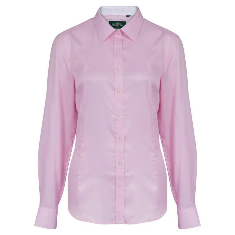 Alan Paine Ladies Bromford Shirt - Pink Elegant Draped Short Sleeve