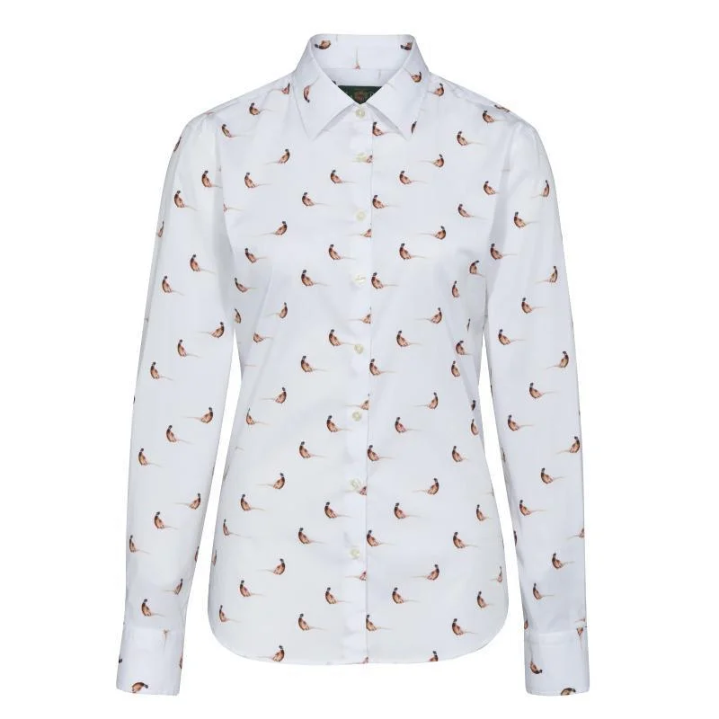 Alan Paine Lawen Ladies Shirt - Pheasant Print Comfortable Knit Short Shirt