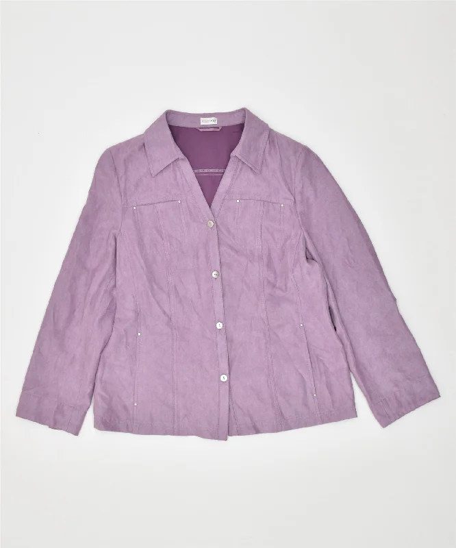 ATELIER Womens Shirt UK 14 Large Purple Polyester Vintage Trendy Floral Short Sleeve ATELIER Womens Shirt UK 14 Large Purple Polyester Vintage Trendy Floral Short Sleeve