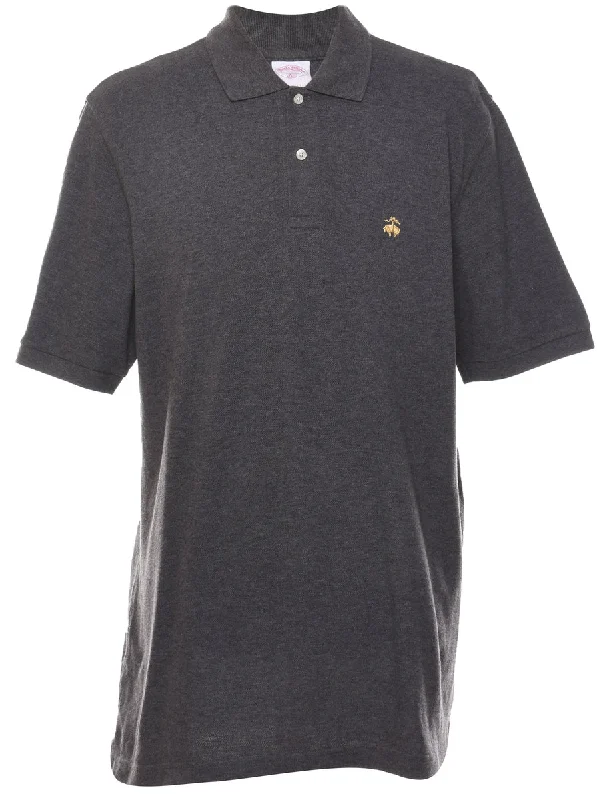 Brooks Brothers Classic Grey Polo Shirt - L Comfortable Graphic Short Sleeve