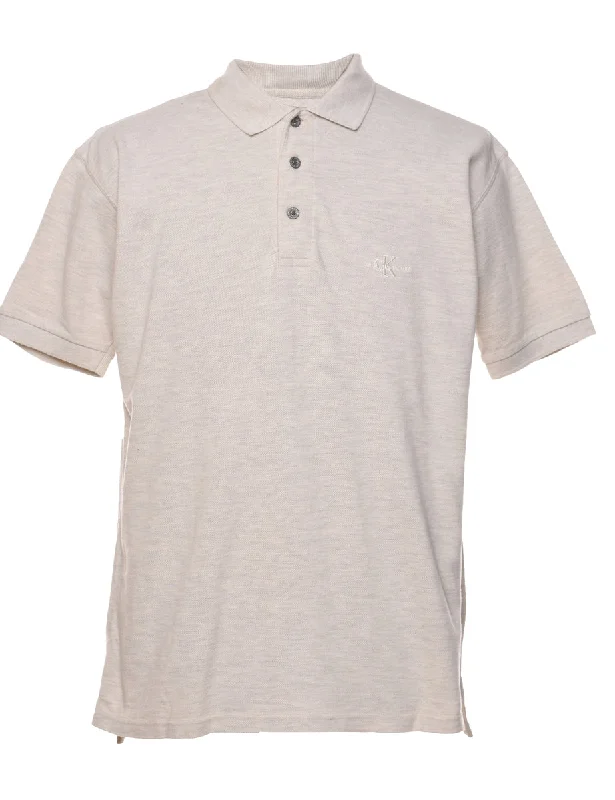 Calvin Klein Light Grey Polo Shirt - S Casual Loose Short Sleeve