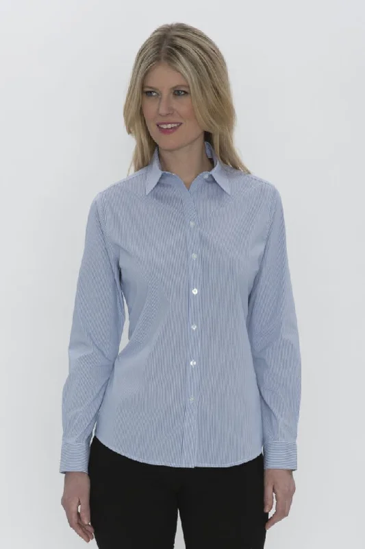 COAL HARBOUR® MINI STRIPE STRETCH WOVEN LADIES' SHIRT Chic Embellished Short Sleeve