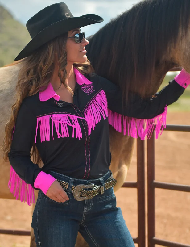 Cowgirl Tuff Breathe Fringe Shirt Trendy Short Sleeve Blouse