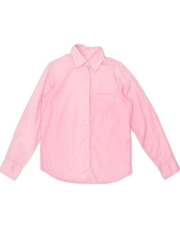 HENRY COTTONS Womens Shirt IT 42 Medium Pink Cotton Comfortable Fit Short Shirt