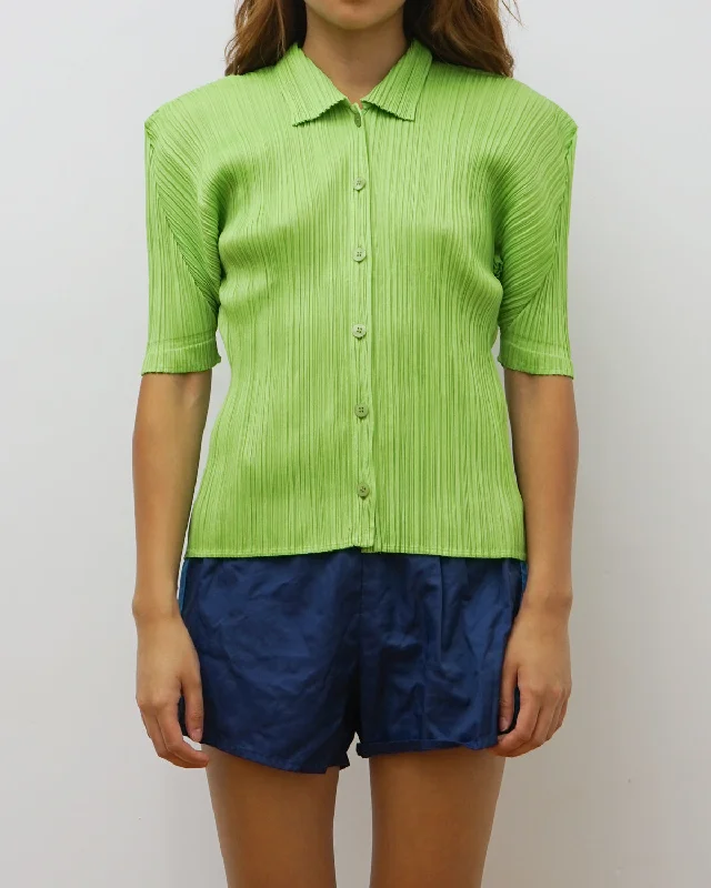 Pleats Please S/S Shirt Chic V-Neck Short Blouse