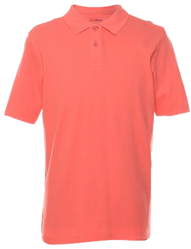 L.L. Bean Salmon Pink Polo Shirt - M Casual Slouchy Short Sleeve