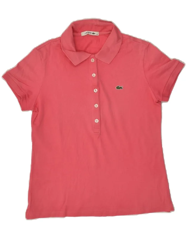 LACOSTE Womens Polo Shirt Size 38 Medium Pink Cotton Relaxed Fit Short Tunic