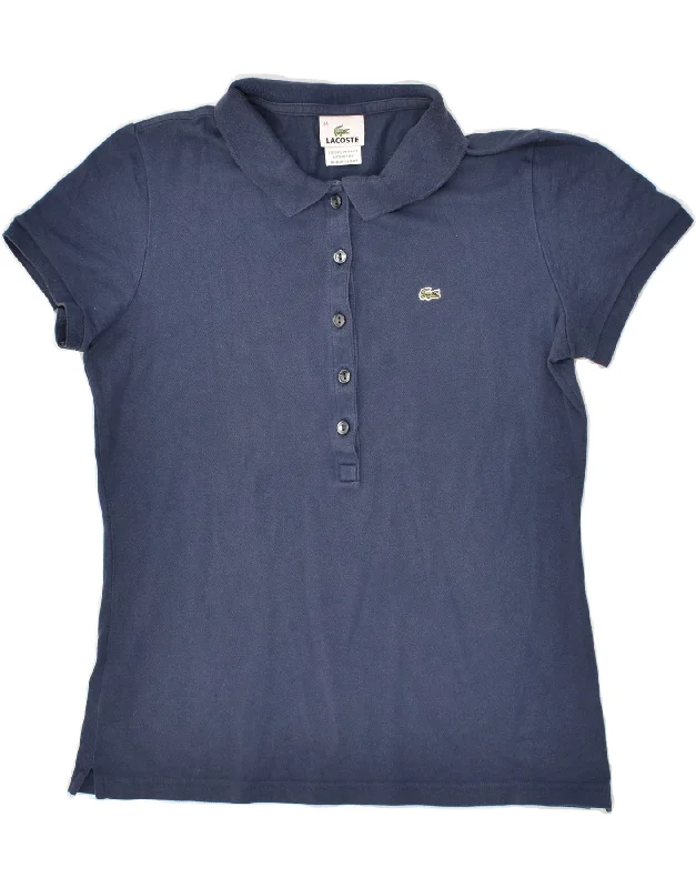 LACOSTE Womens Polo Shirt Size 44 Large Navy Blue Cotton Classic Casual Short Sleeve LACOSTE Womens Polo Shirt Size 44 Large Navy Blue Cotton Classic Casual Short Sleeve