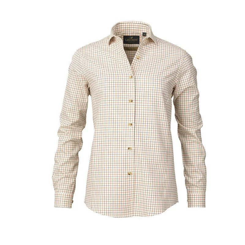 Laksen Jodie Ladies Cotton & Wool Tattersall Shirt - Mandarin Classic Button-Up Short Tee