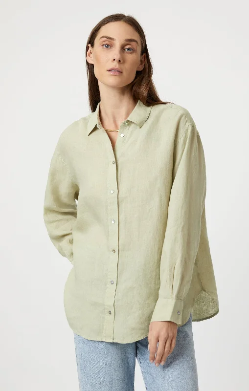 LINEN BUTTON-UP SHIRT IN LINT Fashionable Short Sleeve Shirt