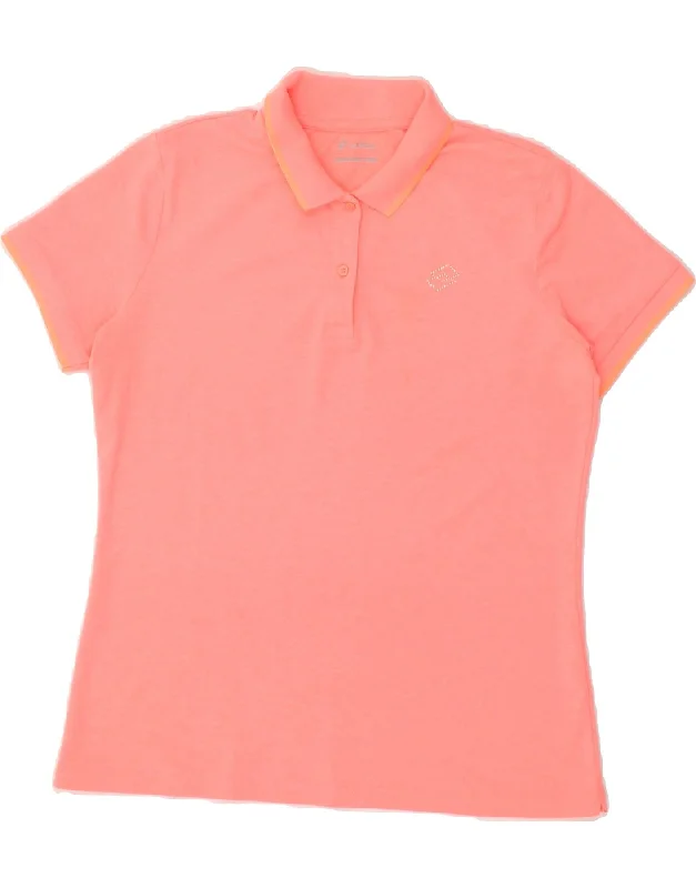 LOTTO Womens Polo Shirt UK 18 XL Pink Fashionable Pleated Short Shirt