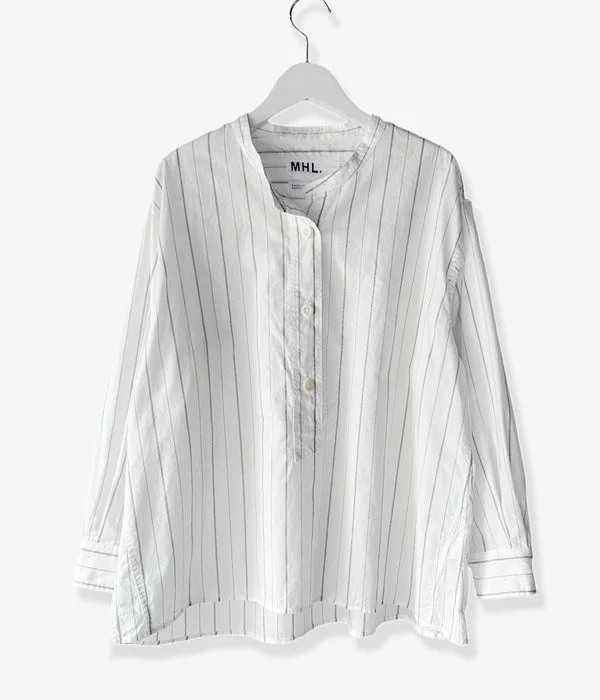 MHL./GRAPHIC COTTON STRIPE SHIRT WOMENS (WHITE) Casual Plain Short Shirt