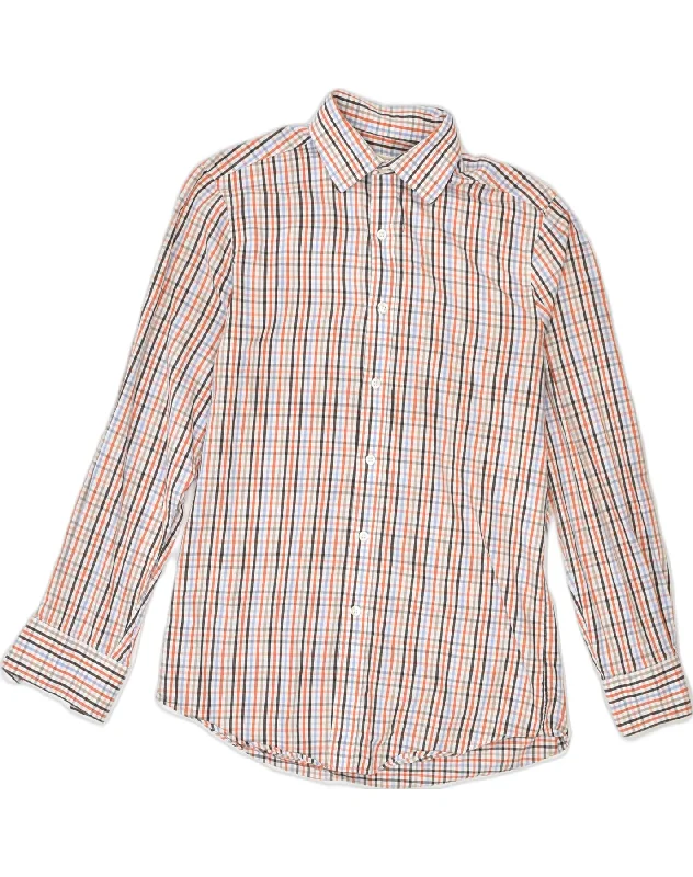 MICHAEL KORS Womens Shirt Size 15 Medium Multicoloured Check Classic Soft Cotton Short Shirt