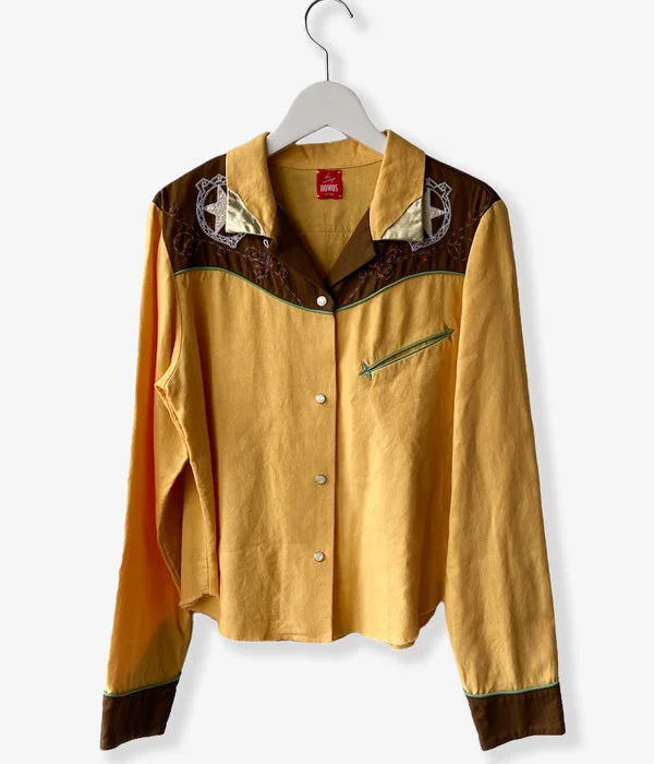 nowos/WESTERN SHIRTS(YELLOW) Casual Ruffle Short Shirt