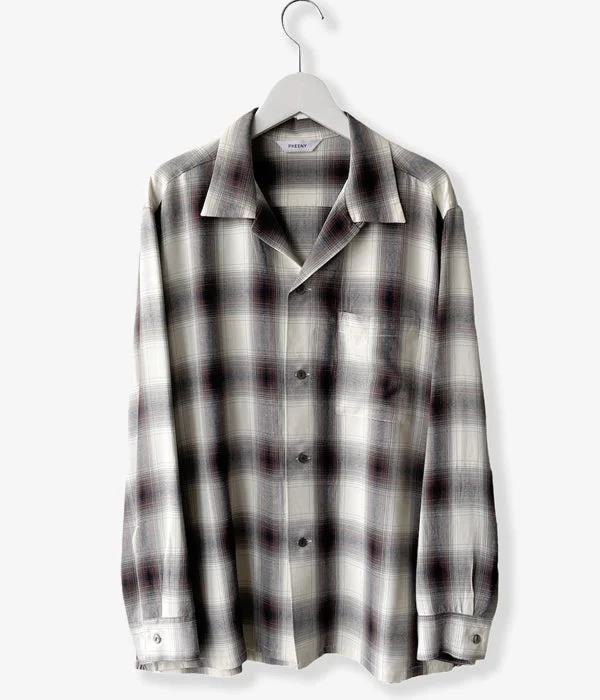 PHEENY/RAYON OMBRE CHECK L/S SHIRT(CHARCOAL) Relaxed Fit Short Sleeve Top