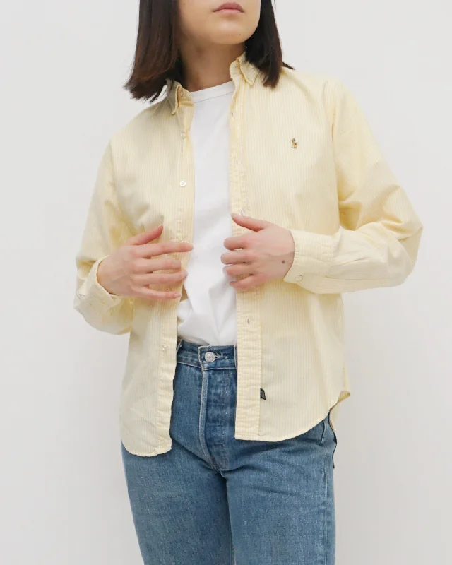 Oxford Shirts / Yellow Stripe Casual Cotton Short Shirt