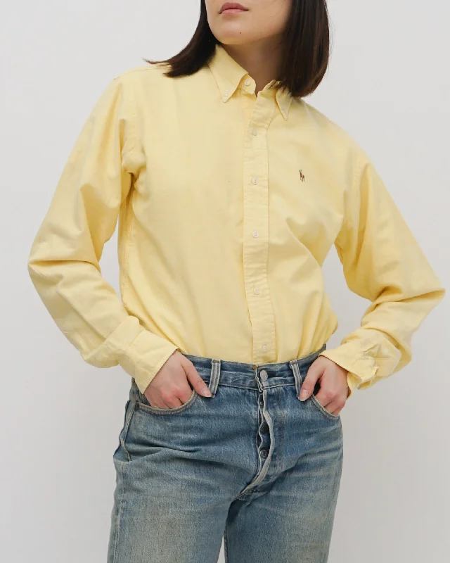 Oxford Shirts / Yellow Trendy Ruffled Short Sleeve