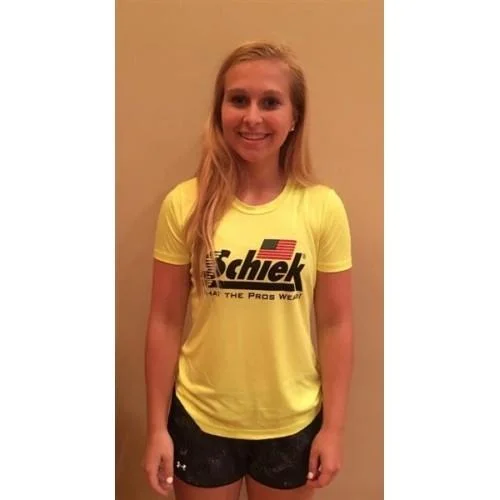 Schiek Womens Poly HD Shirt - Neon Yellow Cozy Summer Short Shirt