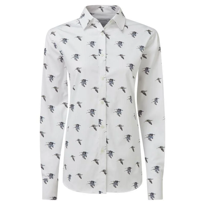 Schoffel Owen Williams Ladies Shirt - Curlew Print Classic Short Sleeve Blouse