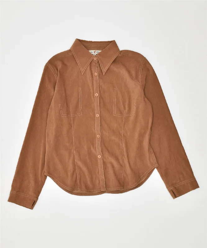 TIAO IAOYA Womens Shirt UK 18 XL Brown Polyester Vintage Comfortable Summer Short Shirt TIAO IAOYA Womens Shirt UK 18 XL Brown Polyester Vintage Comfortable Summer Short Shirt