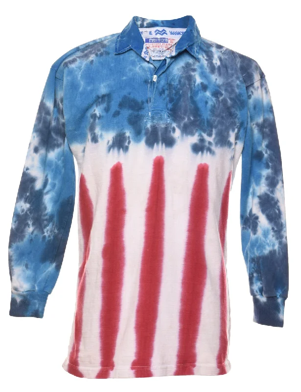 Tie Dye Design Rugby Shirt - L Comfortable Fit Short Shirt