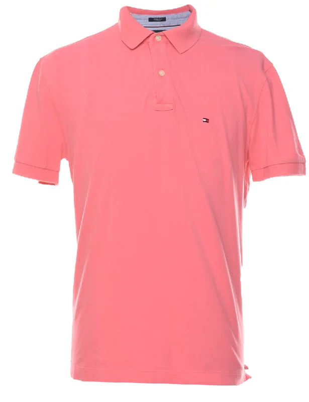 Tommy Hilfiger Pink Classic Polo Shirt - L Elegant Draped Short Shirt