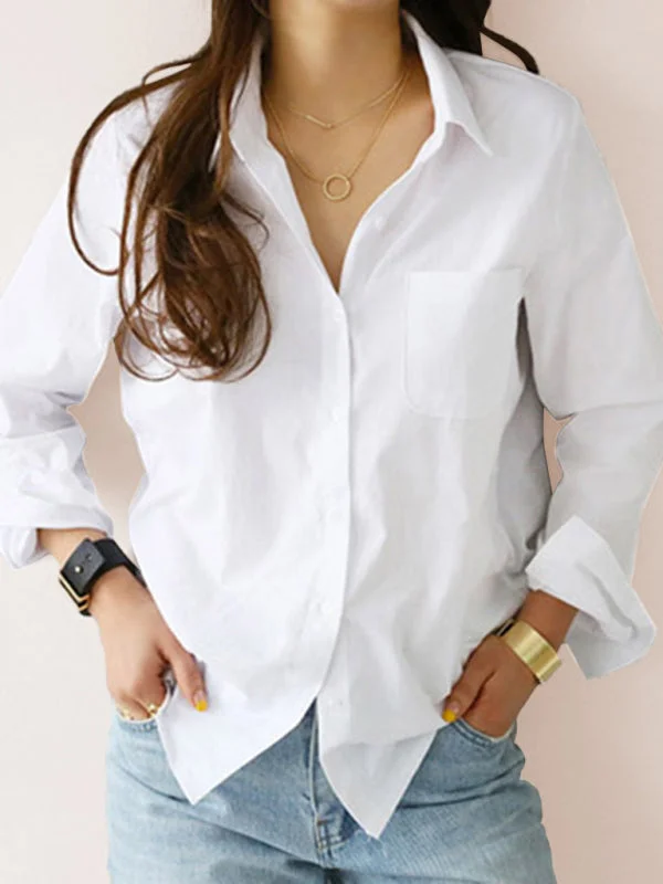 White Shirt OL Professional Slim Lapel Lapel Shirt Comfortable Stretch Short Shirt