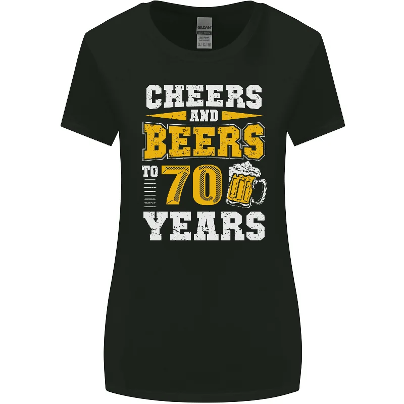 70th Birthday 70 Year Old Funny Alcohol Womens Wider Cut T-Shirt Wool Fabric Cashmere Fabric Tweed Fabric