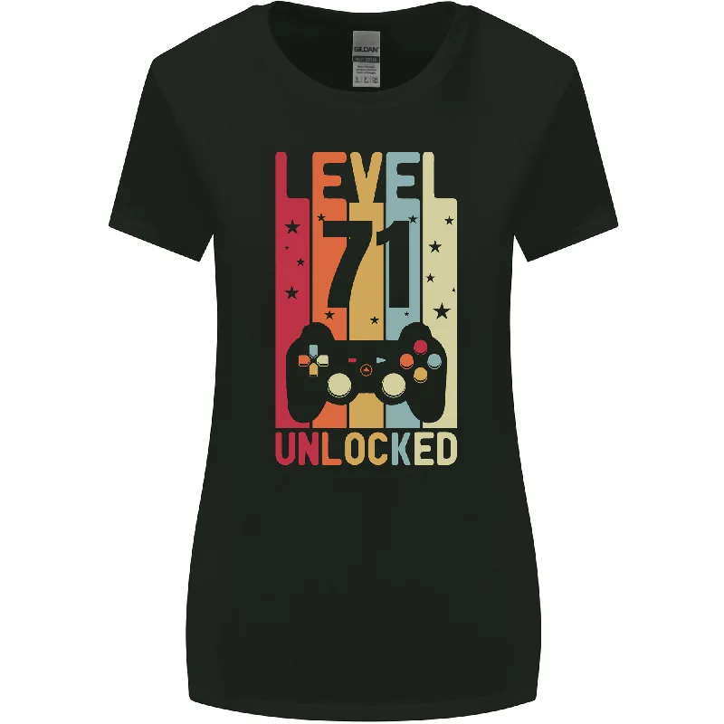 71st Birthday 71 Year Old Level Up Gaming Womens Wider Cut T-Shirt Oversized T-Shirt Spandex breathable