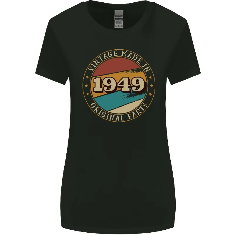 74th Birthday  Vintage Made In 1949 Womens Wider Cut T-Shirt Handmade Hand-knitted Hand-woven