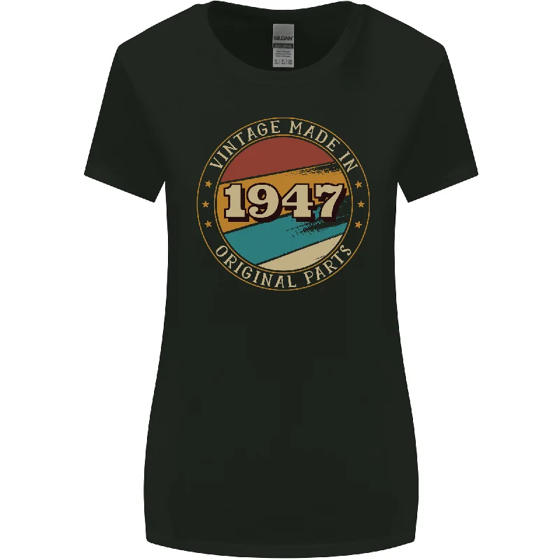 76th Birthday  Vintage Made In 1947 Womens Wider Cut T-Shirt Anti-Pilling Machine Wash Handmade