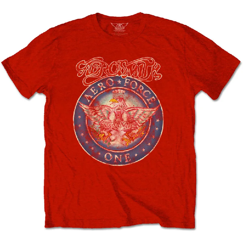 Aerosmith | Official Band T-Shirt | Aero Force Red Houndstooth Herringbone Solid