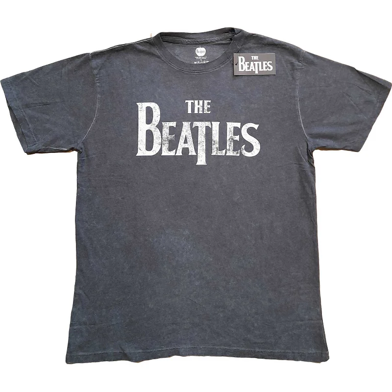 The Beatles | Official Band T-Shirt | Drop T Logo (Wash Collection) Mesh Blend Leather Blend Suede Blend