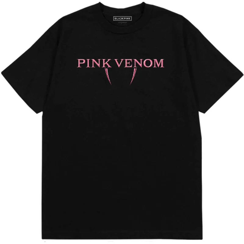 BlackPink | Official Band T-Shirt | Pink Venom Logo (Back Print) Jersey Fabric Tulle Fabric Batik Fabric