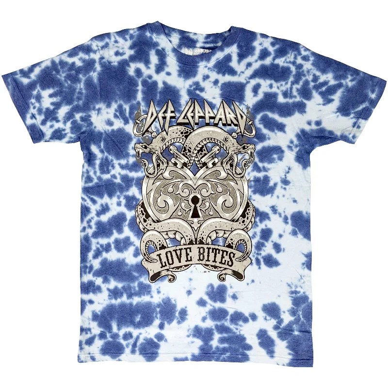 Def Leppard | Official Band T-Shirt | Love Bites (Wash Collection) Striped Floral Plaid