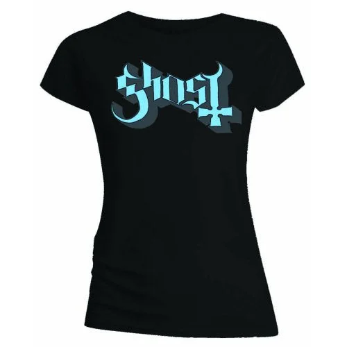 Ghost Ladies T-Shirt: Blue/Grey Keyline Logo (Skinny Fit) Casual Formal Business