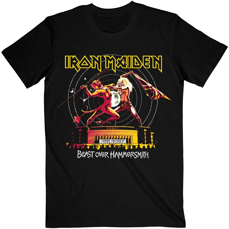 Iron Maiden | Official Band T-Shirt | Beast Over Hammersmith Eddie & Devil Tonal Boxy Fit Fitted Loose