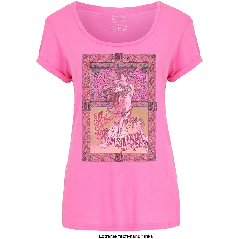 Janis Joplin Ladies T-Shirt: Avalon Ballroom '67 (Soft Hand Inks) Fashionable Trendy Casual