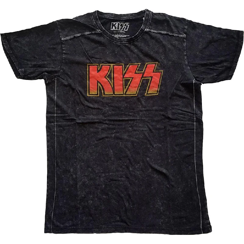 KISS Snow Wash T-Shirt: Classic Logo Iron Safe Non-Iron Wrinkle Free