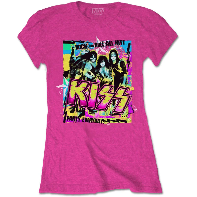 KISS Ladies T-Shirt: Party Every Day Zippered Front Buttoned Front Snap Front