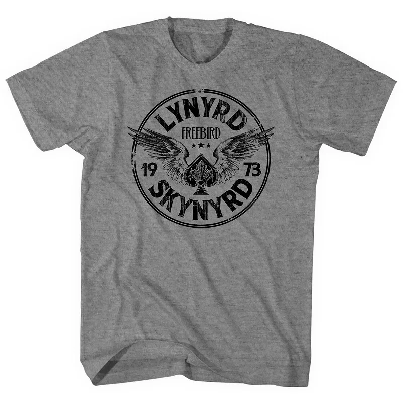 Lynyrd Skynyrd | Official Band T-Shirt | Freebird '73 Wings Grey Wool Fabric Cashmere Fabric Tweed Fabric