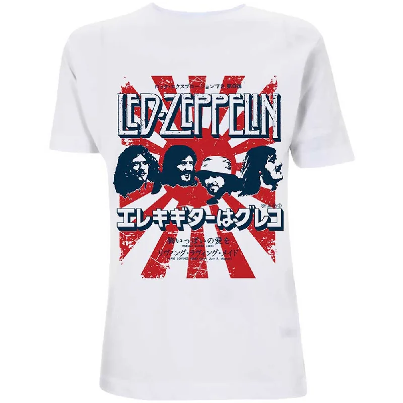 Led Zeppelin | Official Band T-Shirt | Japanese Burst Hooded Caped Shawl Collar