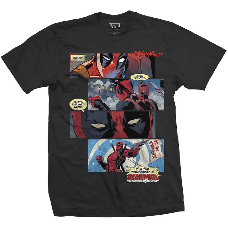 Marvel Comics | Official Band T-Shirt | T-Shirt: Deadpool Strips Fashionable Trendy Casual