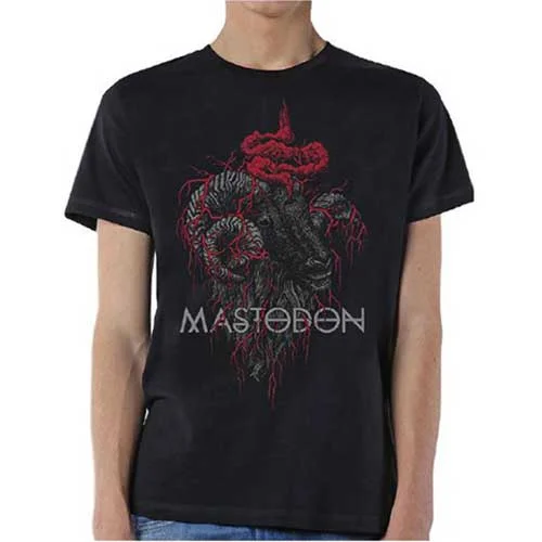 Mastodon | Official Band T-Shirt | Rams Head Colour Basic T-Shirt Crew Neck Short Sleeve