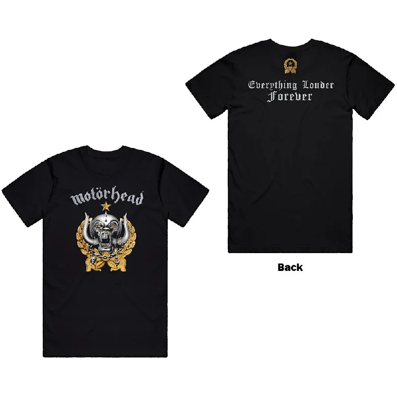 Motorhead | Official Band T-Shirt | Everything Louder Forever (Back Print) Rayon Velvet Corduroy