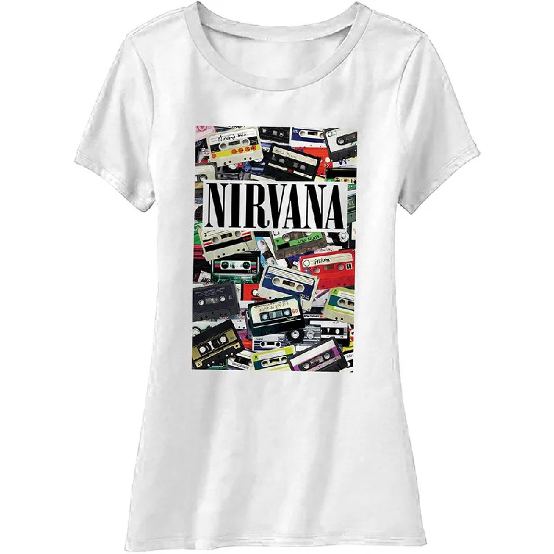 Nirvana T-Shirt: Cassettes Satin Fabric Silk Fabric Chiffon Fabric