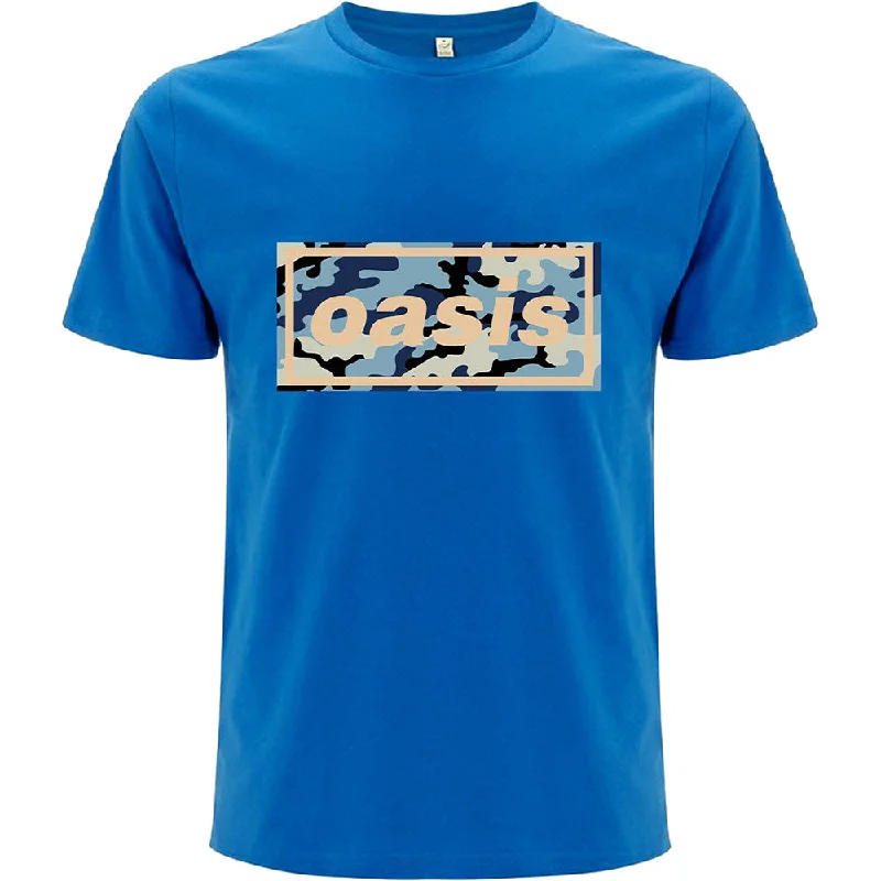 Oasis | Official Band T-Shirt | Camo Logo Print Jacquard Patchwork