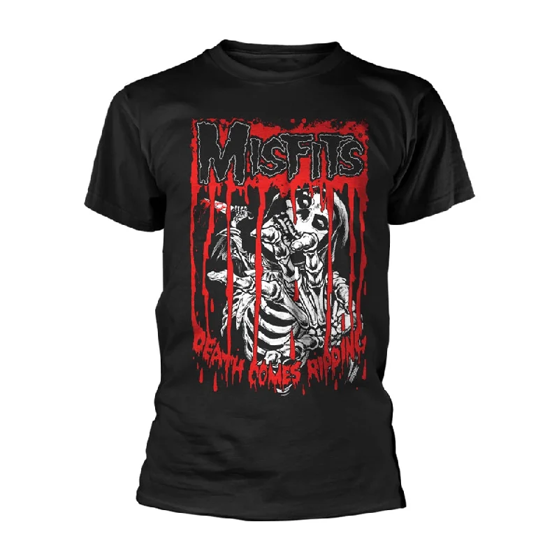 Misfits Unisex T-shirt: Death Comes Ripping Satin Fabric Silk Fabric Chiffon Fabric