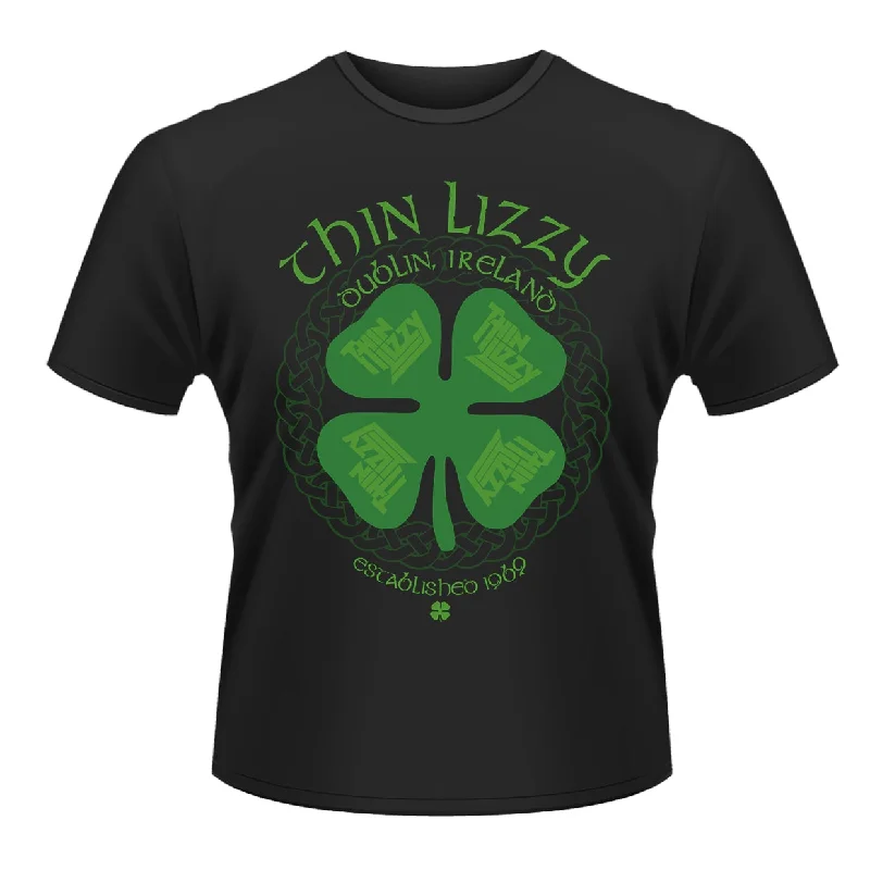 Thin Lizzy Unisex T-shirt: Four Leaf Clover Mesh Canvas Denim